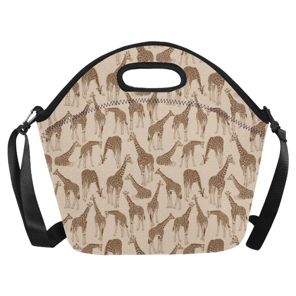 Giraffe Pattern Design Print Neoprene Lunch Bag (Model 1669)(Large)-JTAMIGO.COM