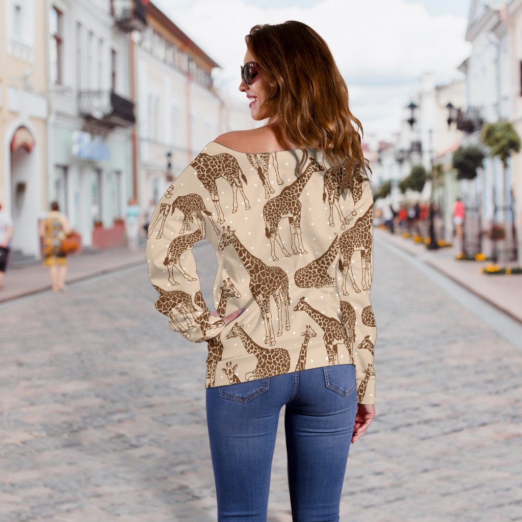 Giraffe Pattern Design Print Off Shoulder Sweatshirt