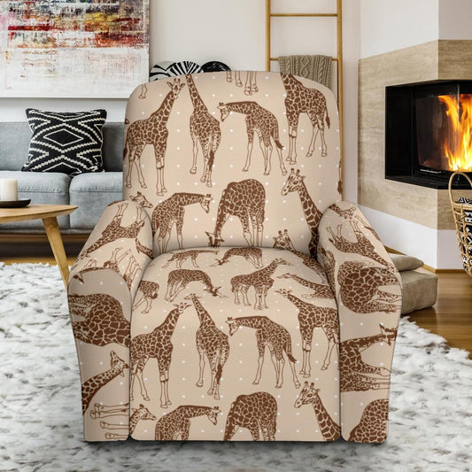 Giraffe Pattern Design Print Single Sofa Slipcover -JTAMIGO.COM