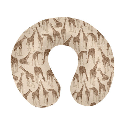 Giraffe Pattern Design Print U-Shaped Travel Neck Pillow-JTAMIGO.COM