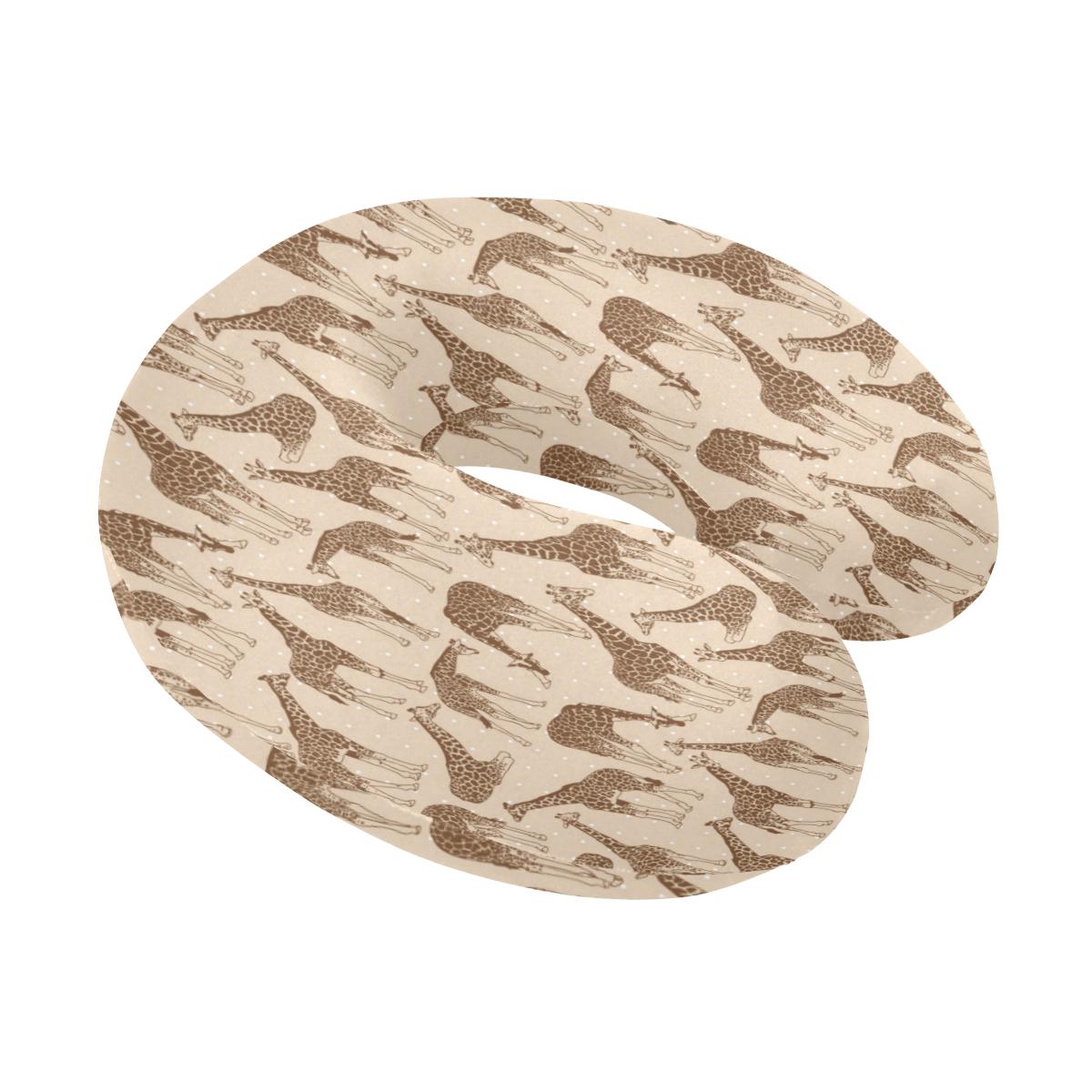 Giraffe Pattern Design Print U-Shaped Travel Neck Pillow-JTAMIGO.COM