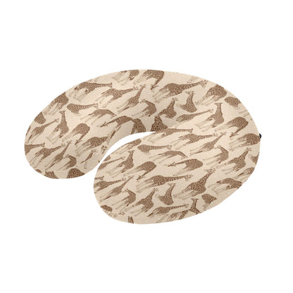 Giraffe Pattern Design Print U-Shaped Travel Neck Pillow-JTAMIGO.COM