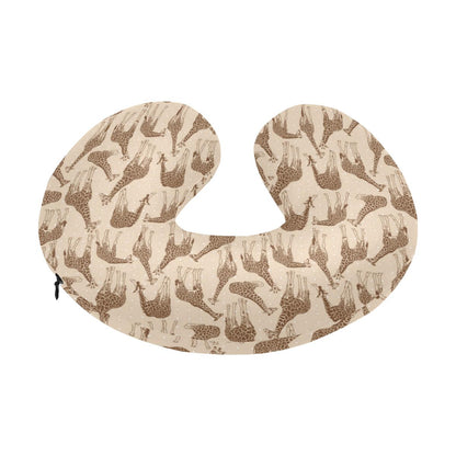 Giraffe Pattern Design Print U-Shaped Travel Neck Pillow-JTAMIGO.COM