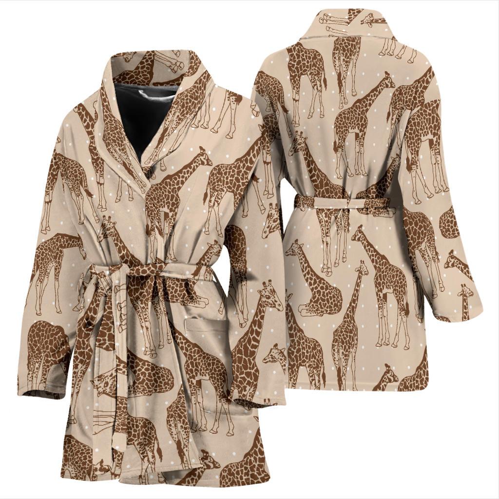 Giraffe Pattern Design Print Women Bath Robe-JTAMIGO.COM