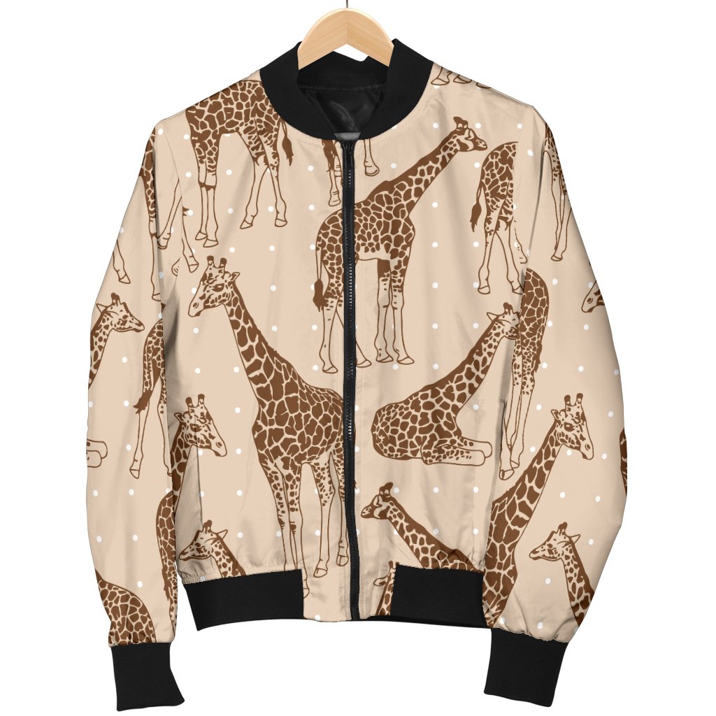 Giraffe Pattern Design Print Women Casual Bomber Jacket
