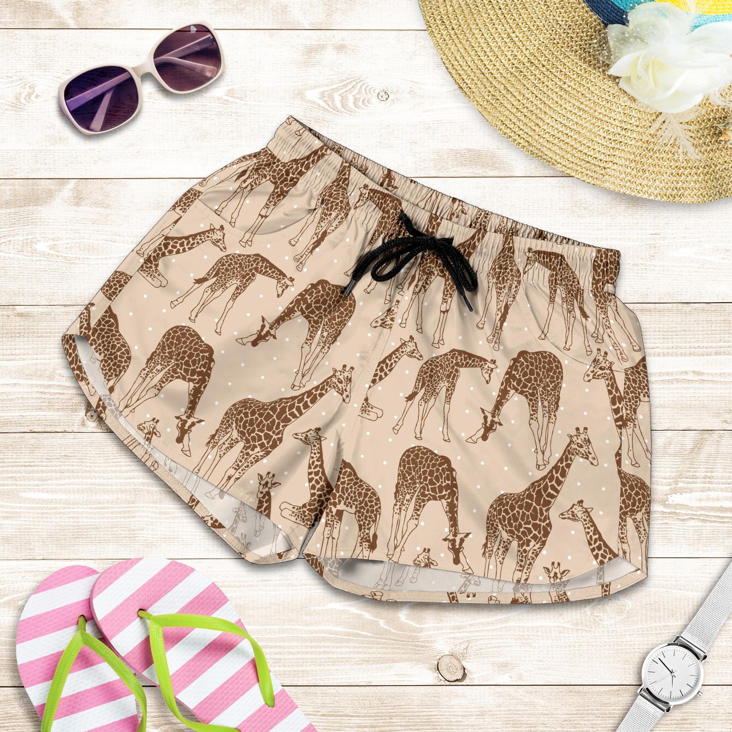Giraffe Pattern Design Print Women Shorts-JTAMIGO.COM