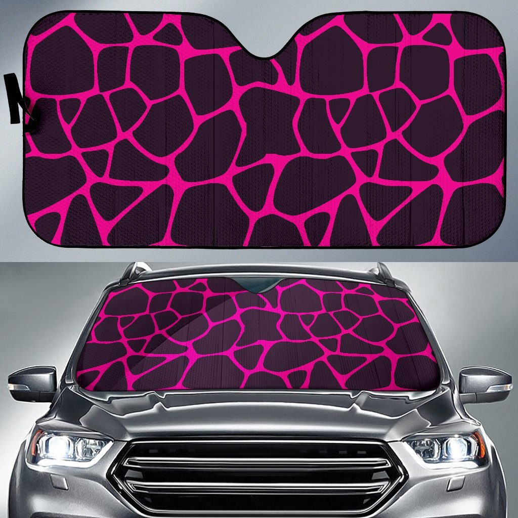 Giraffe Pink Background Texture Print Car Sun Shade For Windshield