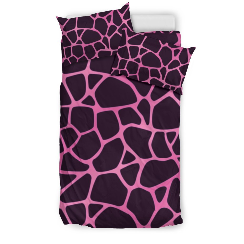 Giraffe Pink Background Texture Print Duvet Cover Bedding Set