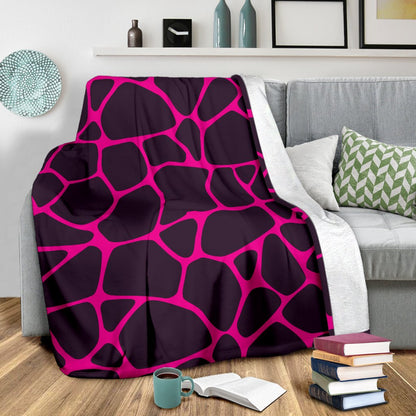 Giraffe Pink Background Texture Print Fleece Blanket