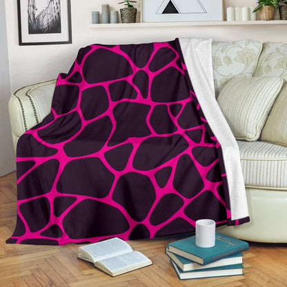 Giraffe Pink Background Texture Print Fleece Blanket