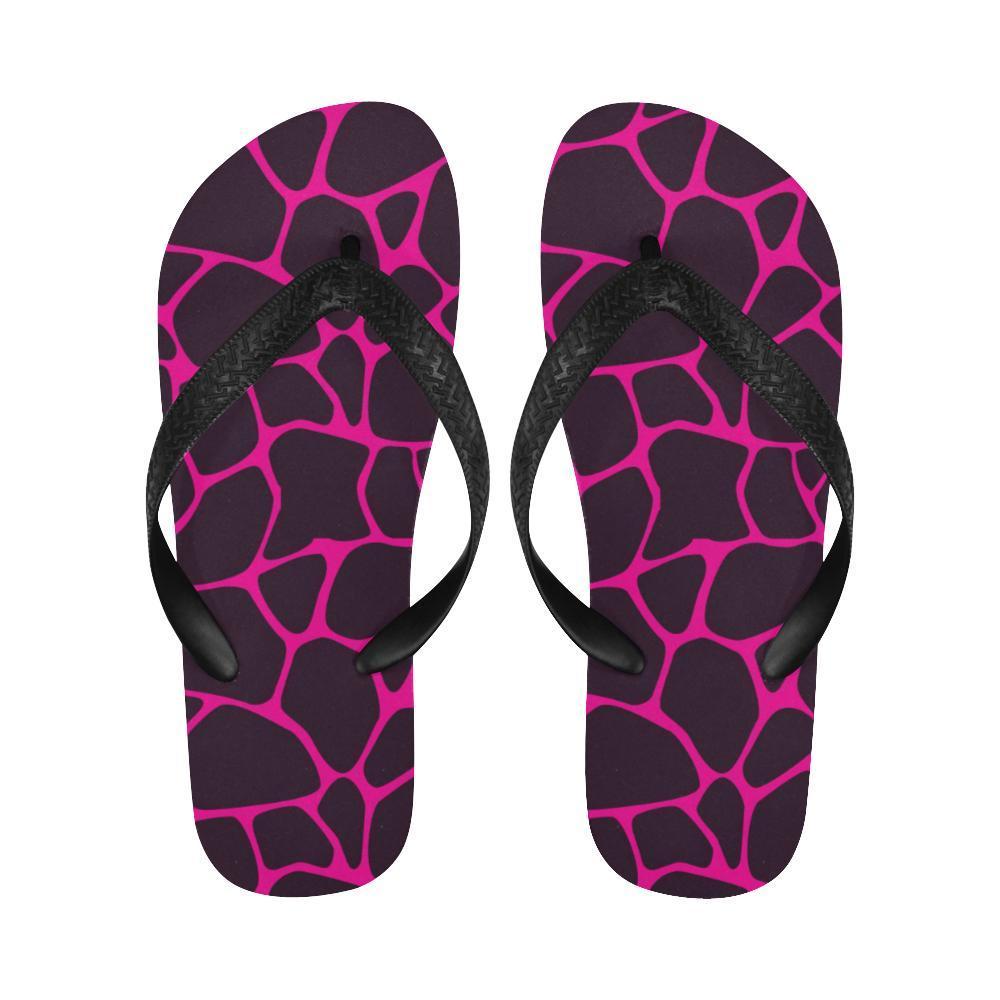 Giraffe Pink Background Texture Print Flip Flops-JTAMIGO.COM