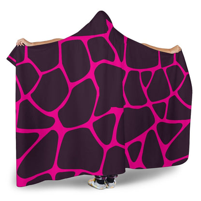 Giraffe Pink Background Texture Print Hooded Blanket-JTAMIGO.COM