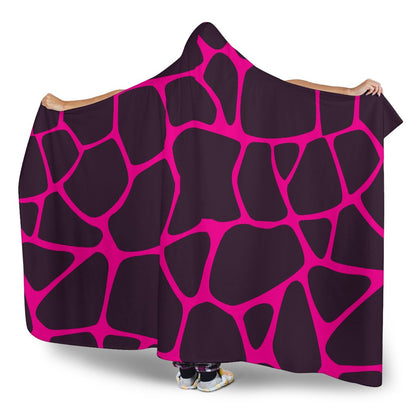 Giraffe Pink Background Texture Print Hooded Blanket-JTAMIGO.COM