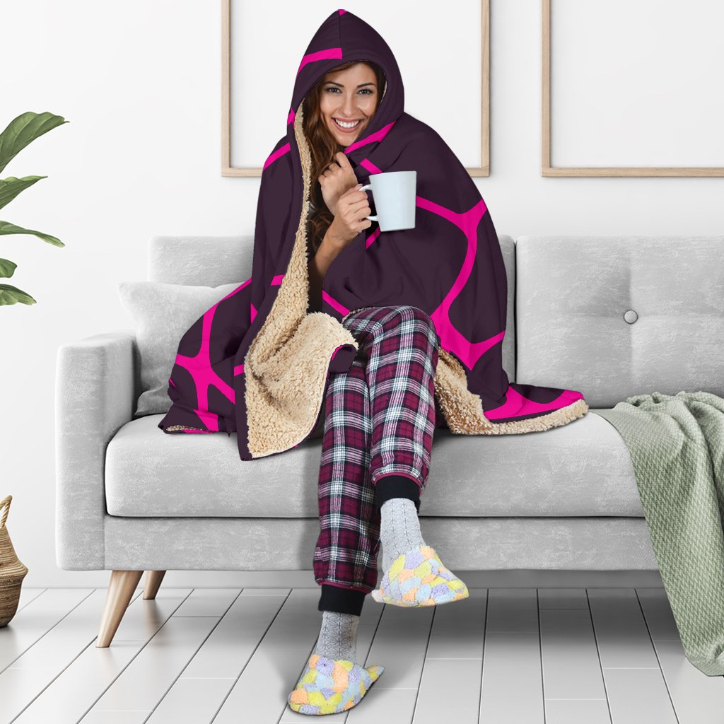 Giraffe Pink Background Texture Print Hooded Blanket-JTAMIGO.COM