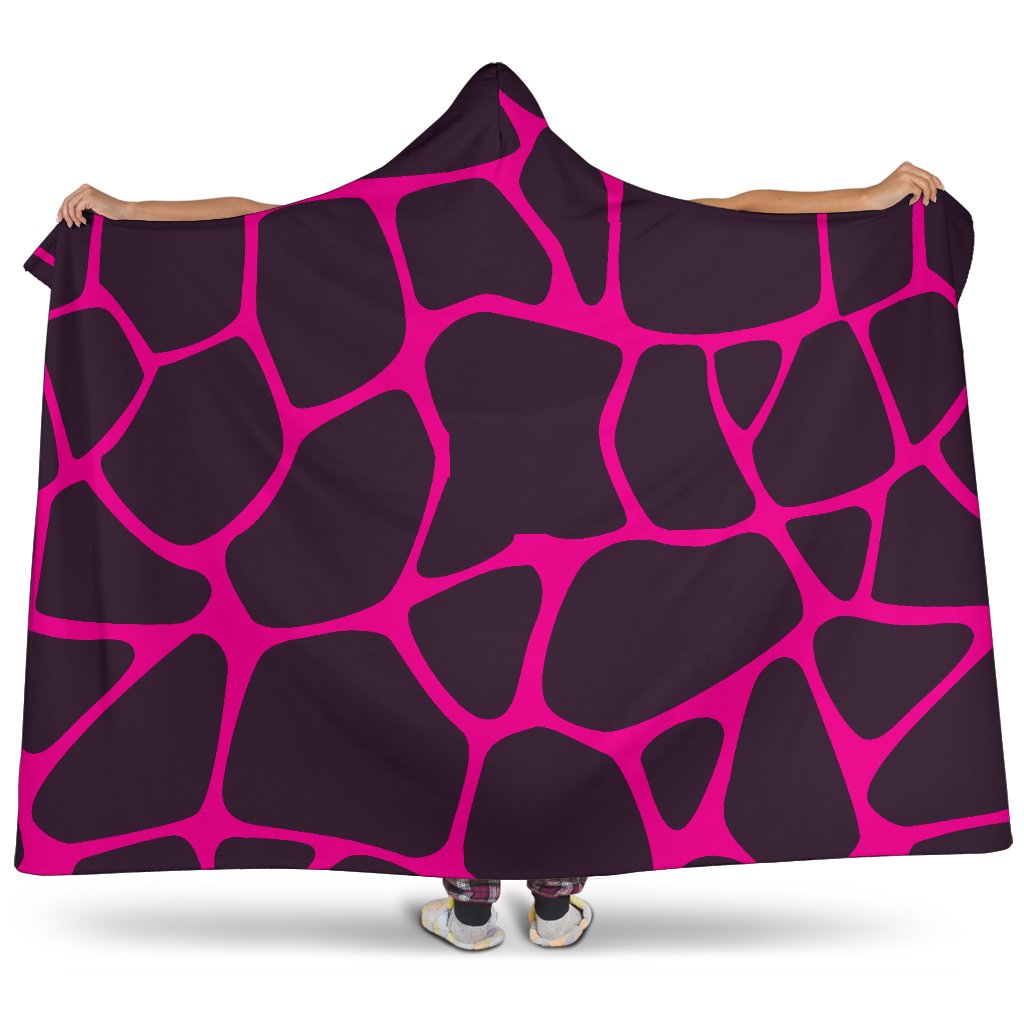 Giraffe Pink Background Texture Print Hooded Blanket-JTAMIGO.COM