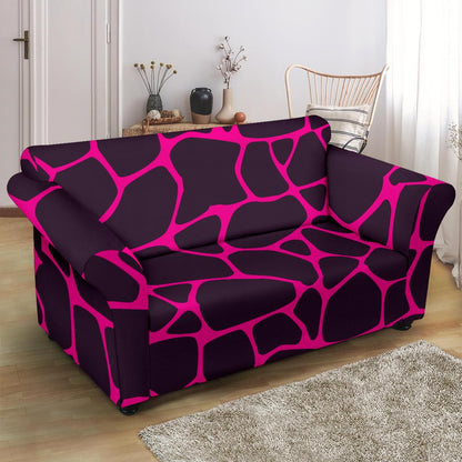 Giraffe Pink Background Texture Print Loveseat Slipcover-JTAMIGO.COM