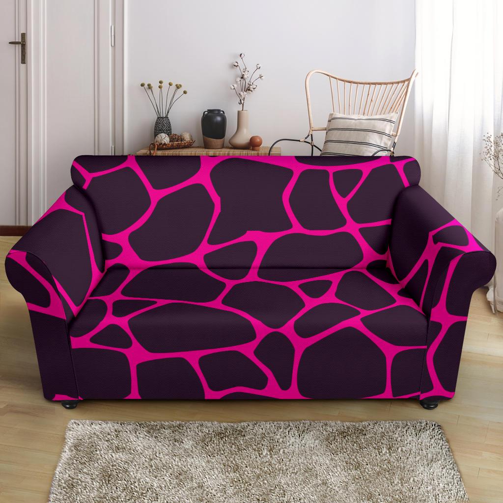 Giraffe Pink Background Texture Print Loveseat Slipcover-JTAMIGO.COM