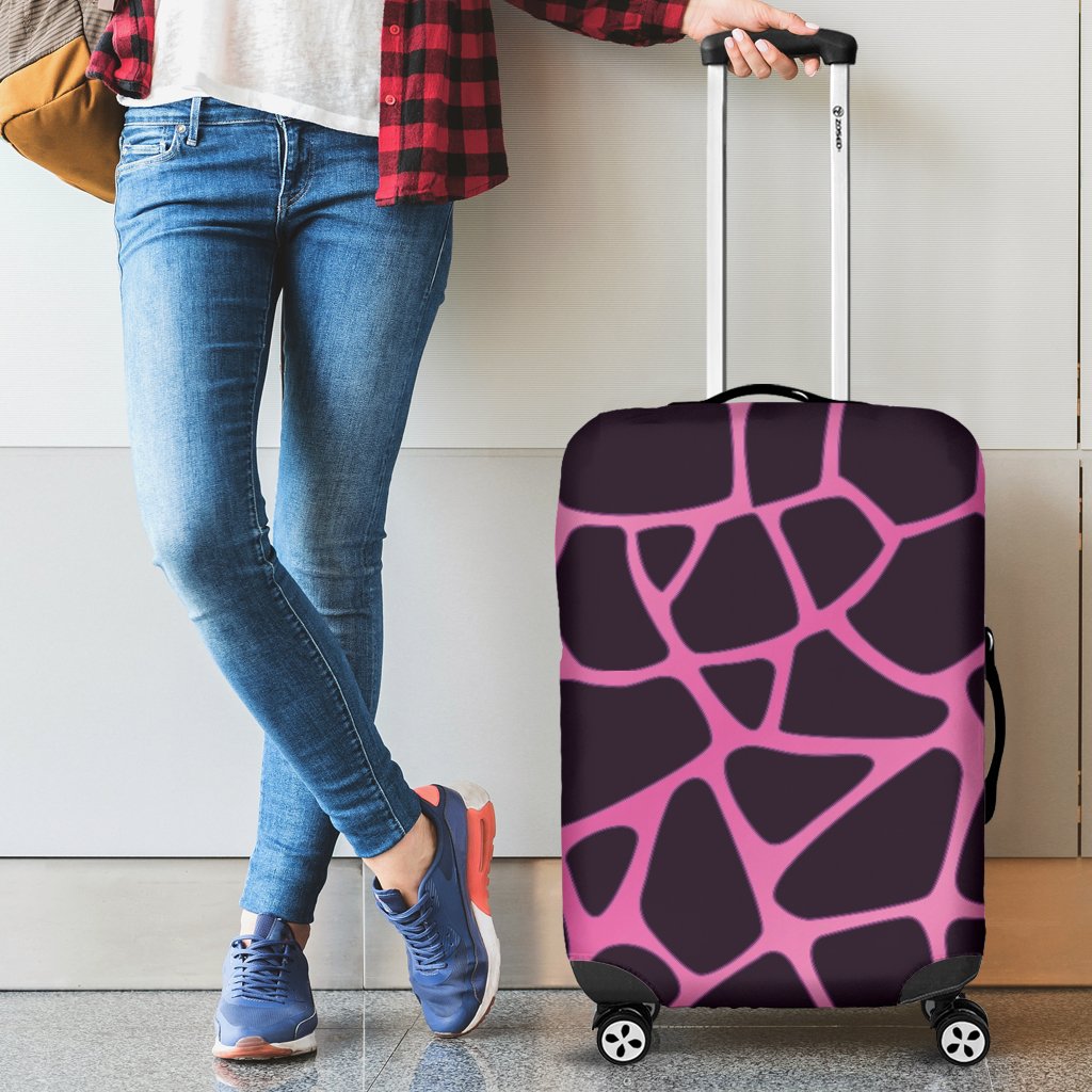 Giraffe Pink Background Texture Print Luggage Cover Protector
