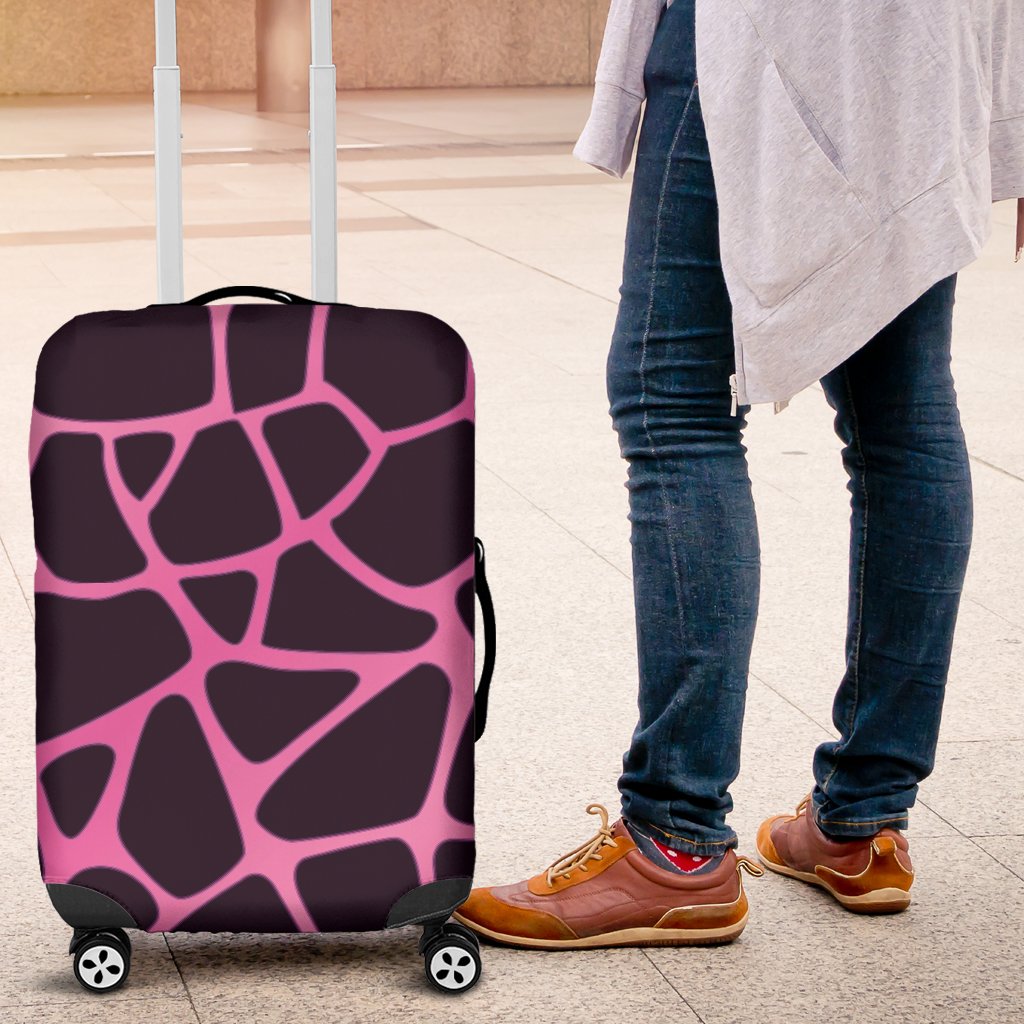 Giraffe Pink Background Texture Print Luggage Cover Protector
