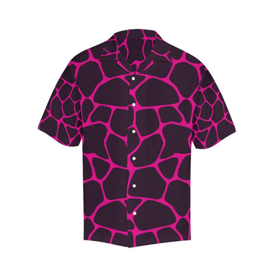 Giraffe Pink Background Texture Print Men Aloha Hawaiian Shirt