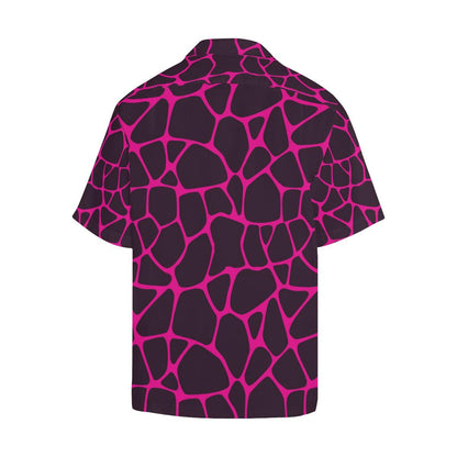 Giraffe Pink Background Texture Print Men Aloha Hawaiian Shirt
