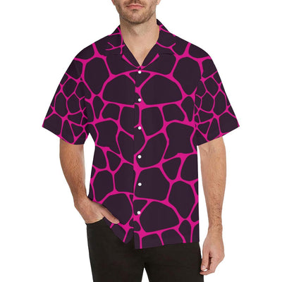 Giraffe Pink Background Texture Print Men Aloha Hawaiian Shirt