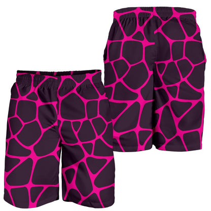 Giraffe Pink Background Texture Print Mens Shorts-JTAMIGO.COM