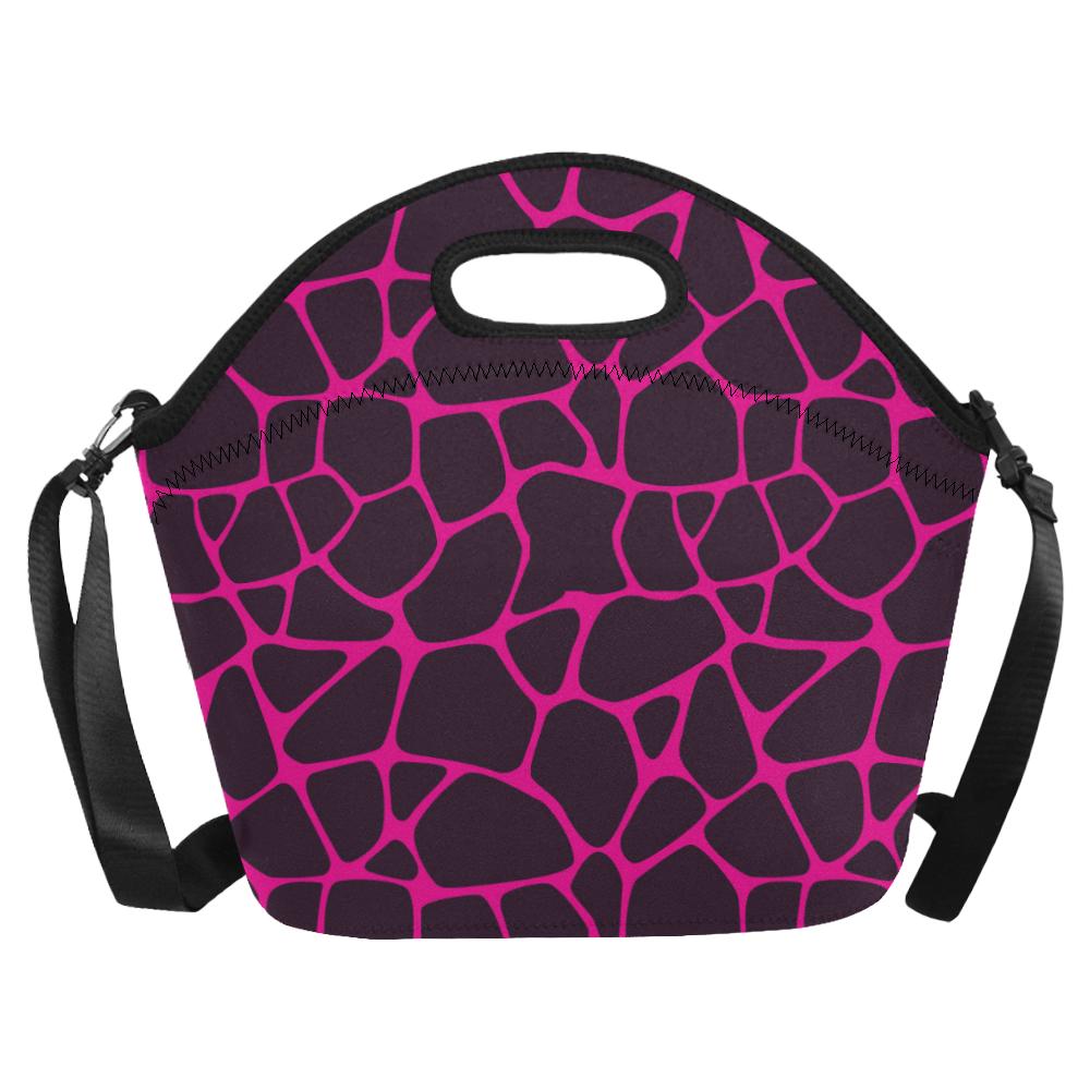 Giraffe Pink Background Texture Print Neoprene Lunch Bag (Model 1669)(Large)-JTAMIGO.COM