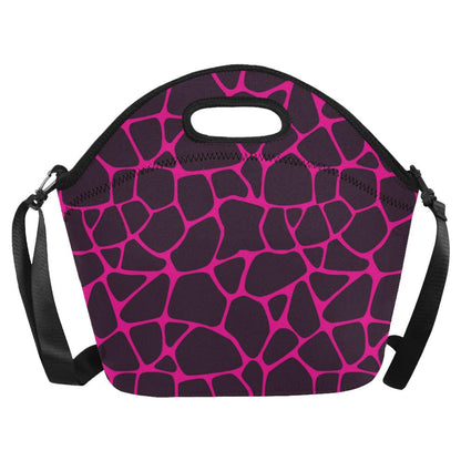 Giraffe Pink Background Texture Print Neoprene Lunch Bag (Model 1669)(Large)-JTAMIGO.COM