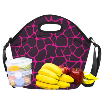 Giraffe Pink Background Texture Print Neoprene Lunch Bag (Model 1669)(Large)-JTAMIGO.COM