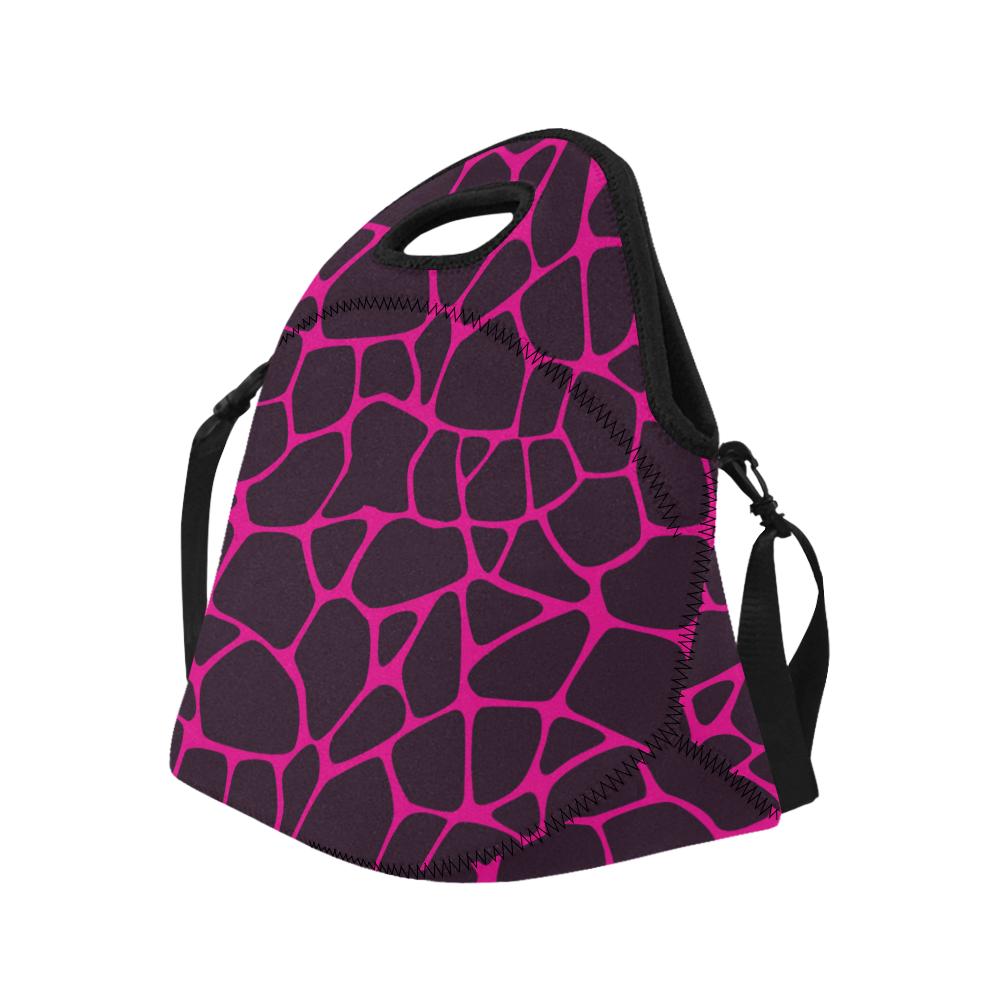 Giraffe Pink Background Texture Print Neoprene Lunch Bag (Model 1669)(Large)-JTAMIGO.COM