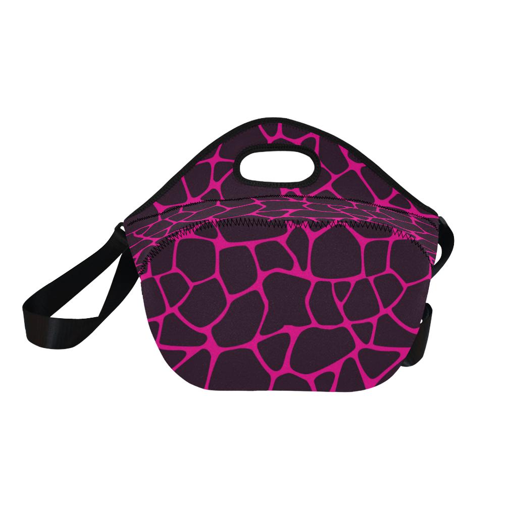 Giraffe Pink Background Texture Print Neoprene Lunch Bag (Model 1669)(Large)-JTAMIGO.COM