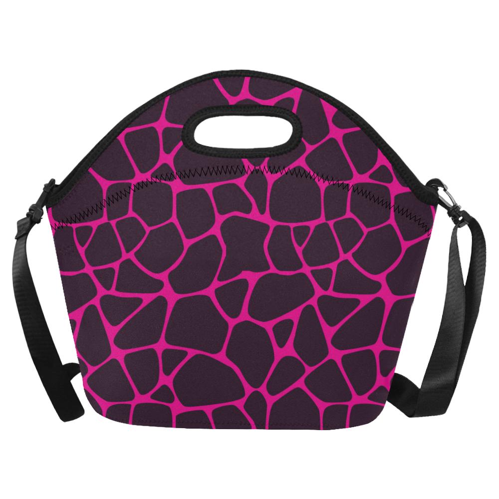 Giraffe Pink Background Texture Print Neoprene Lunch Bag (Model 1669)(Large)-JTAMIGO.COM
