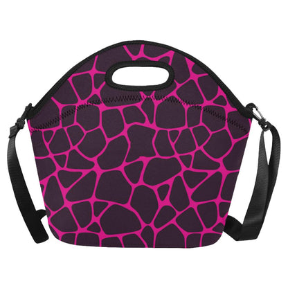 Giraffe Pink Background Texture Print Neoprene Lunch Bag (Model 1669)(Large)-JTAMIGO.COM