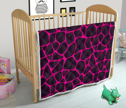 Giraffe Pink Background Texture Print Premium Quilt-JTAMIGO.COM