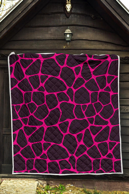 Giraffe Pink Background Texture Print Premium Quilt-JTAMIGO.COM