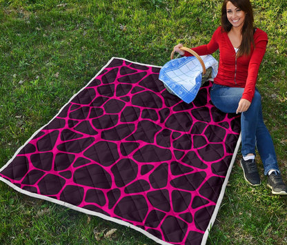 Giraffe Pink Background Texture Print Premium Quilt-JTAMIGO.COM