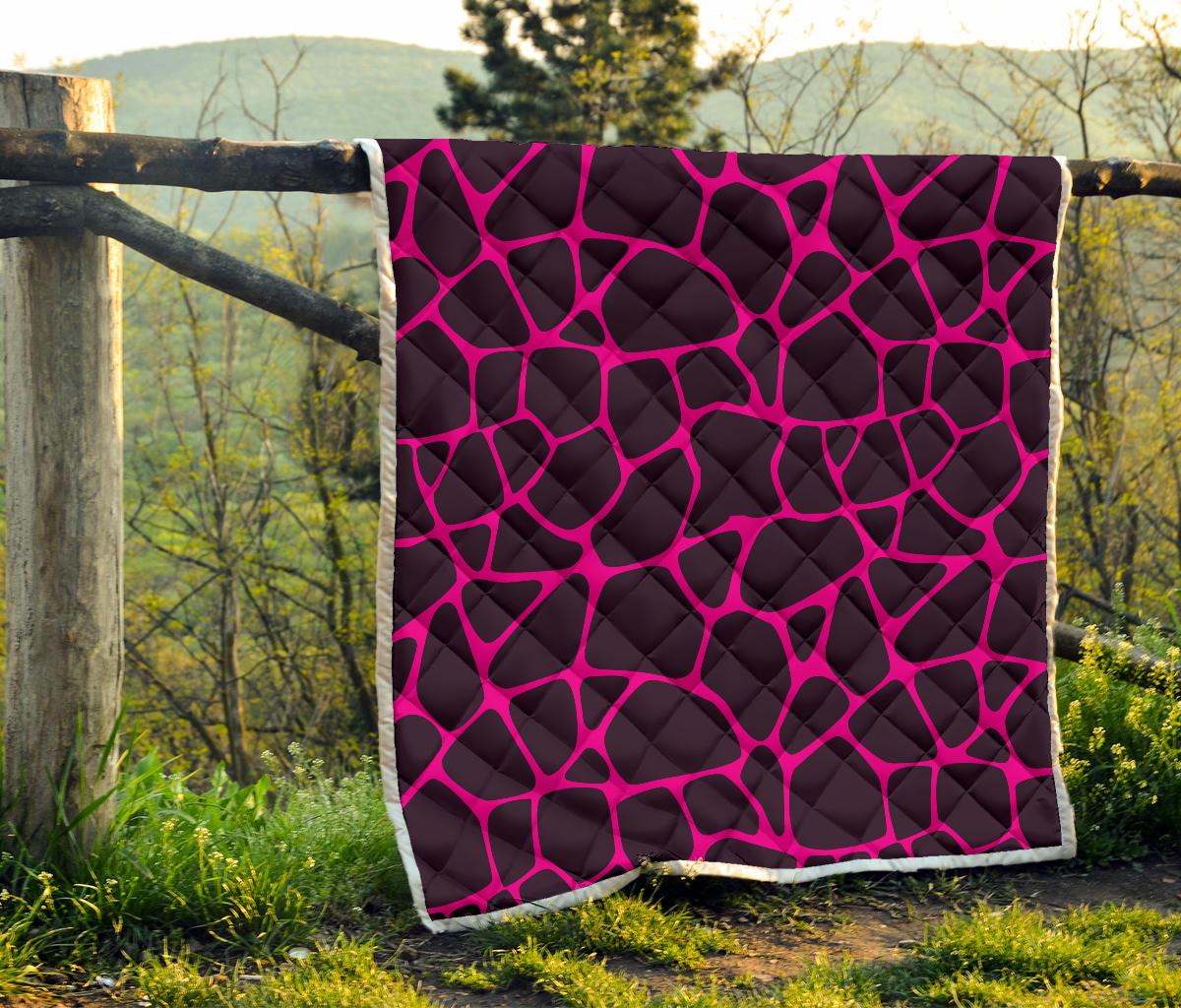 Giraffe Pink Background Texture Print Premium Quilt-JTAMIGO.COM