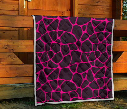 Giraffe Pink Background Texture Print Premium Quilt-JTAMIGO.COM