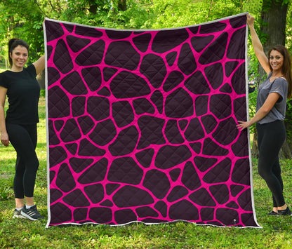 Giraffe Pink Background Texture Print Premium Quilt-JTAMIGO.COM