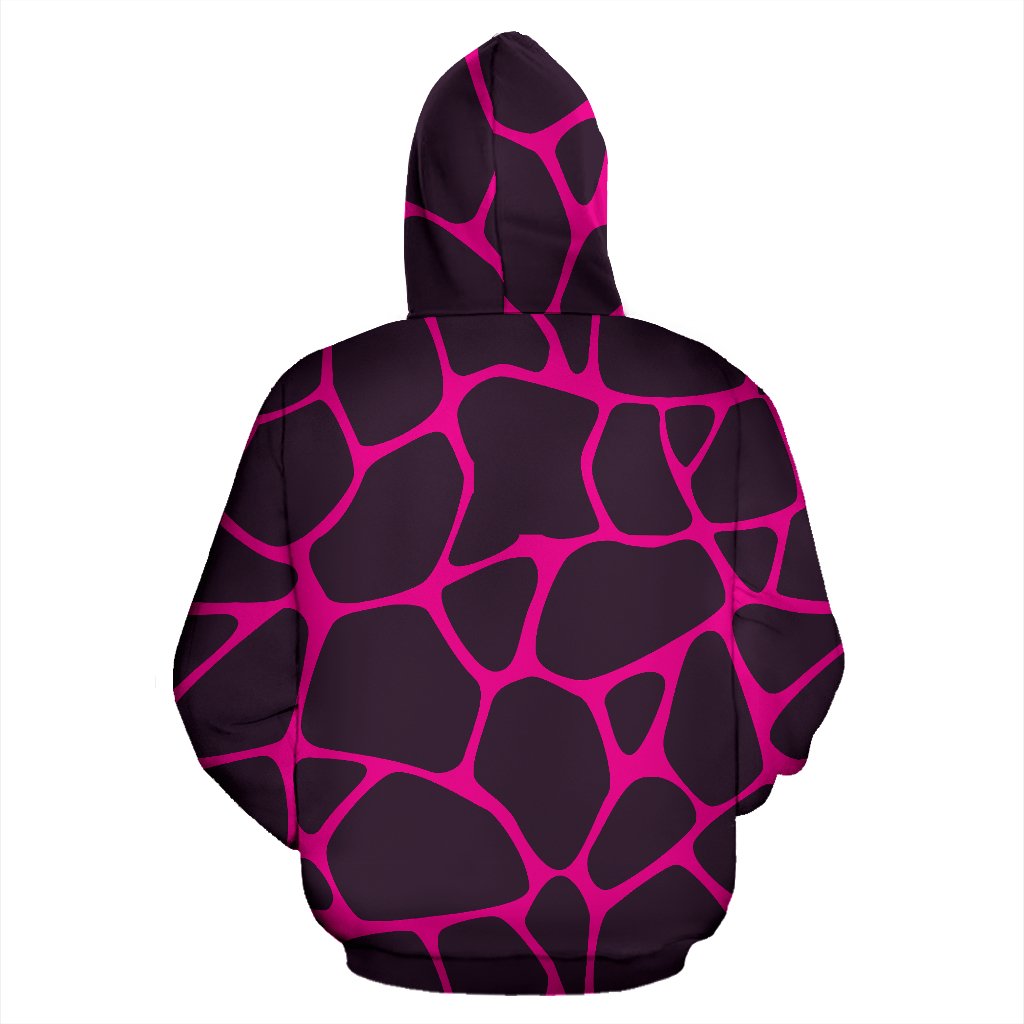 Giraffe Pink Background Texture Print Pullover Hoodie