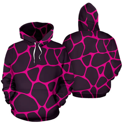 Giraffe Pink Background Texture Print Pullover Hoodie