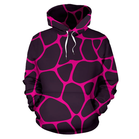 Giraffe Pink Background Texture Print Pullover Hoodie