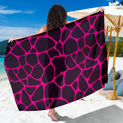 Giraffe Pink Background Texture Print Sarong Pareo Wrap
