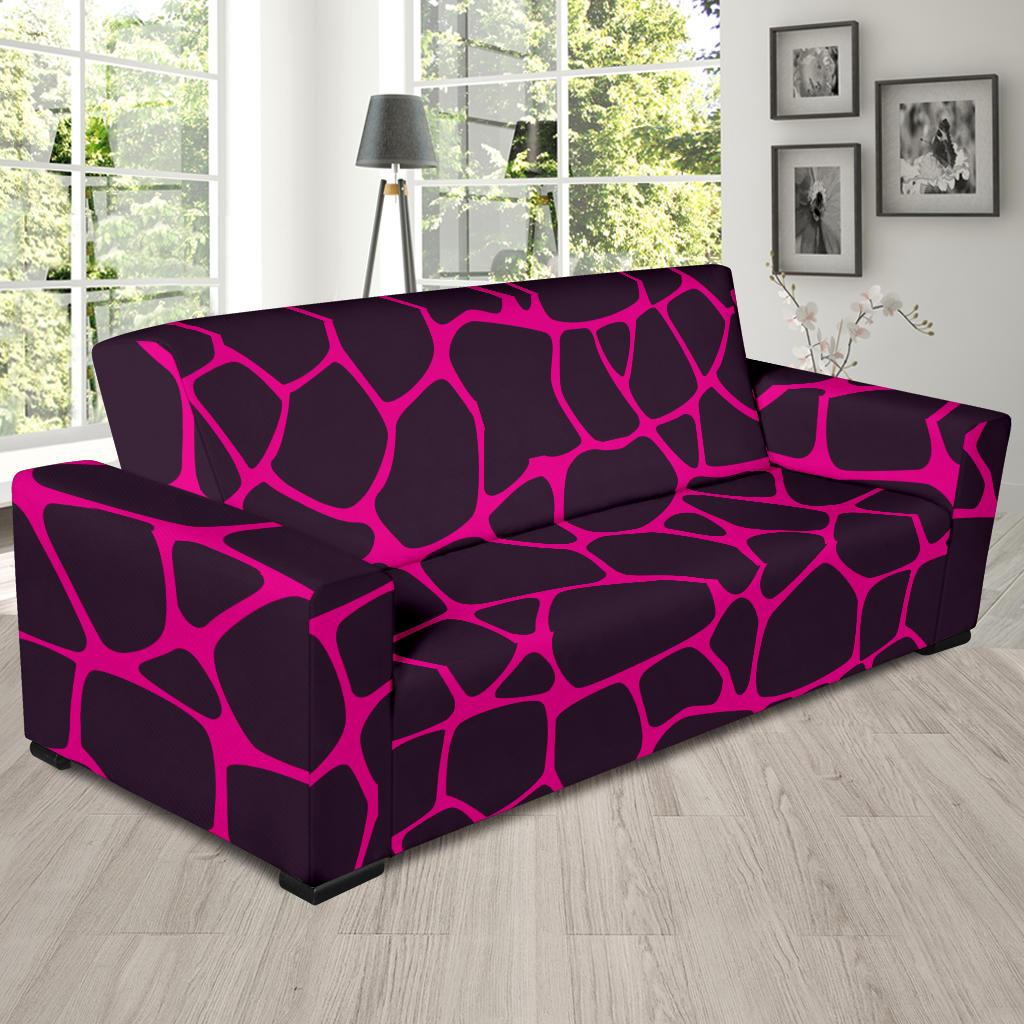 Giraffe Pink Background Texture Print Sofa Slipcover-JTAMIGO.COM