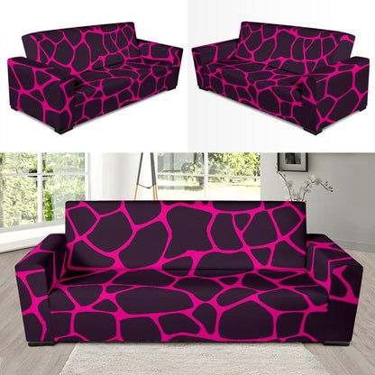 Giraffe Pink Background Texture Print Sofa Slipcover-JTAMIGO.COM