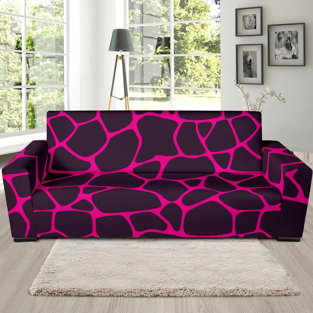 Giraffe Pink Background Texture Print Sofa Slipcover-JTAMIGO.COM
