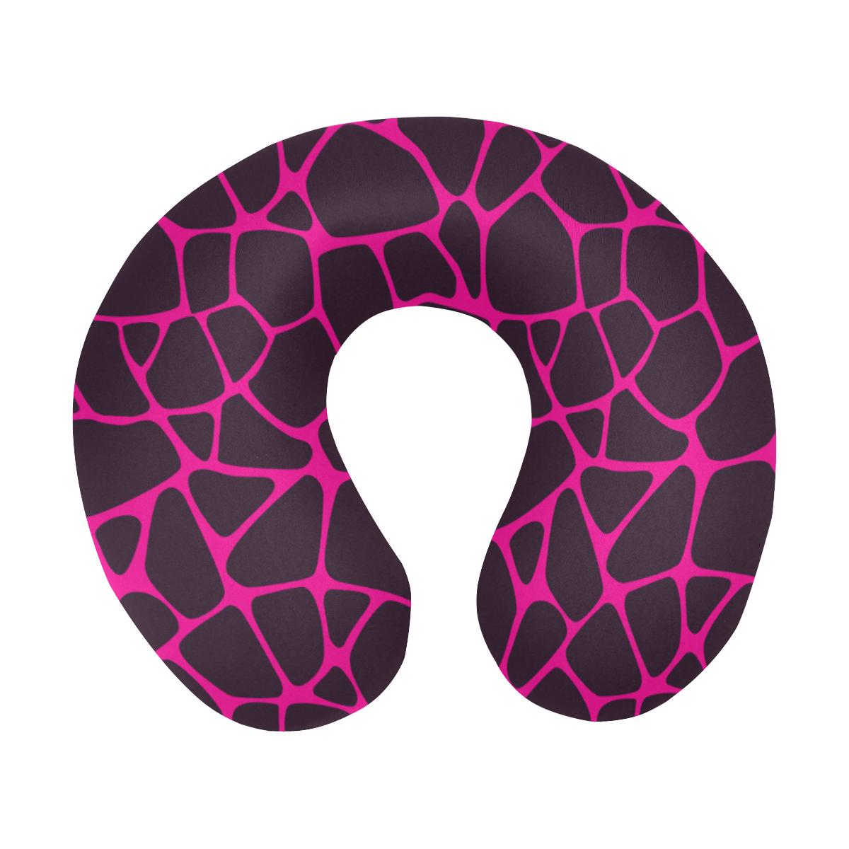 Giraffe Pink Background Texture Print U-Shaped Travel Neck Pillow-JTAMIGO.COM