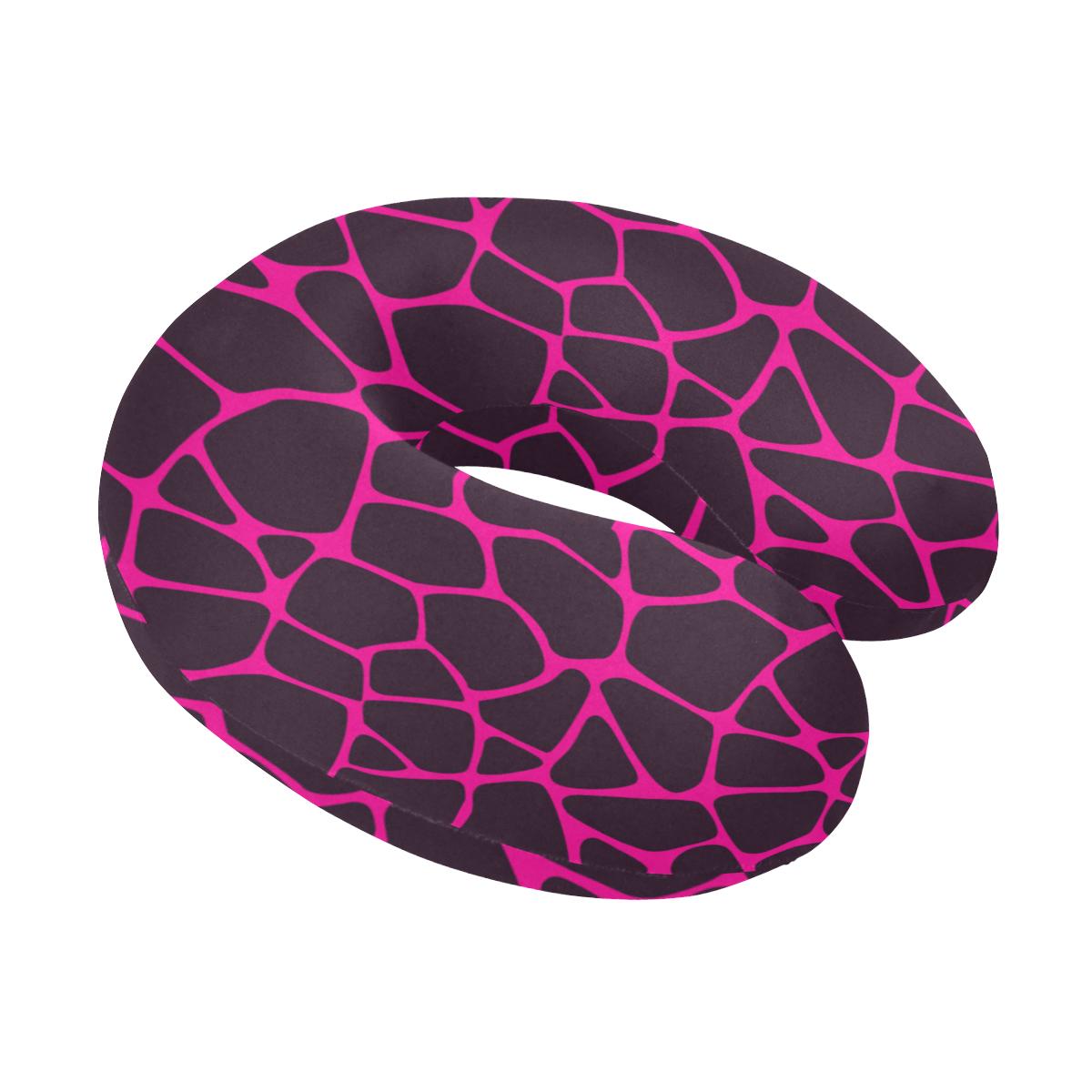 Giraffe Pink Background Texture Print U-Shaped Travel Neck Pillow-JTAMIGO.COM