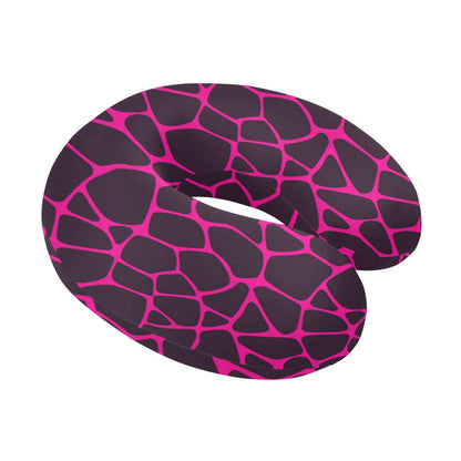 Giraffe Pink Background Texture Print U-Shaped Travel Neck Pillow-JTAMIGO.COM